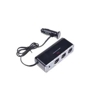  Triple 3 Socket 12V/24V Car Cigarette Lighter With USB 