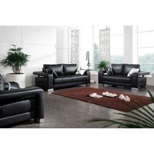  Vig Furniture 2926   Black Bonded Leather Sofa Set