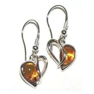  Honey Baltic Amber Heart Earrings