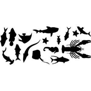 Ocean Life Animals   Wall Decal Kit   16 Decal Kit   Pick Color   Made 