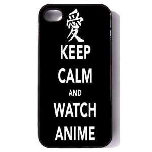   Black Iphone 4/4s Keep Calm and Watch Anime Cell Phones & Accessories