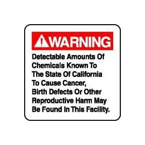  AMOUNTS OF CHEMICALS KNOWN TO THE STATE OF CALIFORNIA TO CAUSE 
