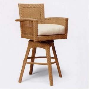    Woodard 6U0068x Trinidad Wicker Outdoor Bar Stool w/ Cushion Baby