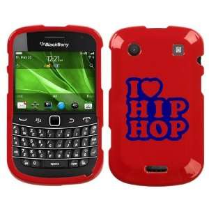  BLACKBERRY BOLD 9930 BLUE I LOVE HIP HOP ON RED HARD CASE 