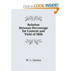   Between Percentage fat Content and Yield of Milk W. L. Gaines Books