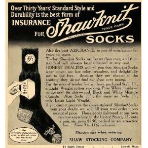   Ad Shawknit Socks Feet Cotton Pure White Dye Skin   Original Print Ad