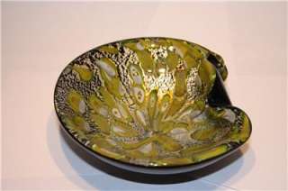 AVeM Murano 1950s Zanfirico + Aventurine Black Glass Bowl  