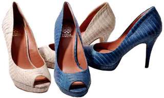 Vince Camuto Womens Shoes Winter White or Ocean Blue Suede Snake 