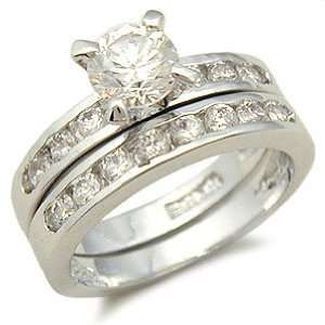  CZ WEDDING RINGS   Solitaire CZ Engagement Ring and Wedding 