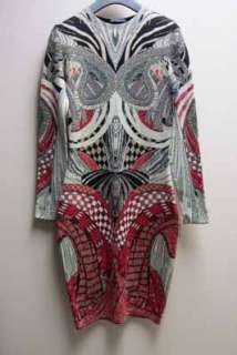  Alexander Mcqueen Snake Red Tan Abstract Art Kaleidoscope Knit Dress 