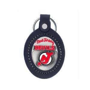  NEW JERSEY DEVILS OFFICIAL LOGO LEATHER KEYCHAIN 