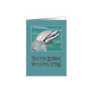 Pool Party Dolphin Swimming in Water Card