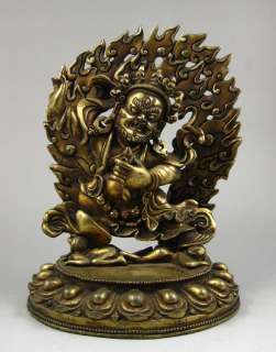   de bronce de Vajrapani Buda de tibetano de la juventud cerda vieja 24k