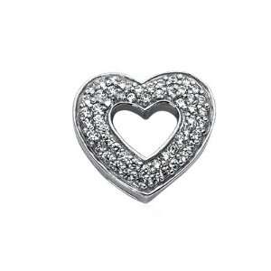  0.8 Carat Diamond 14K White Gold Heart Pendant Necklace 