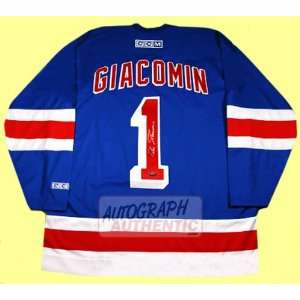  Autographed Eddie Giacomin New York Rangers Jersey (Blue 