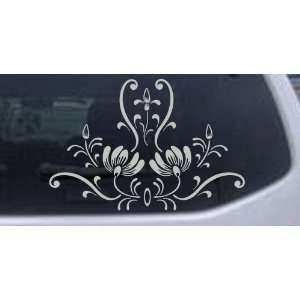 Silver 6in X 4.1in    Swirl Flower Wall Door Accent Flowers And Vines 