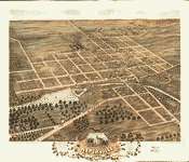 Birds eye view of Naperville, DuPage County, Illinois 1869 
