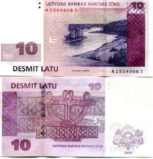   unc very high nominal value of all current latvian banknotes beautiful