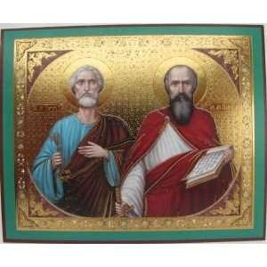 Sts APOSTLES PETER AND PAUL Christian Orthodox Icon (Metallograph, 4 