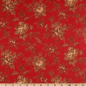  44 Wide Roses de Noel Roses and Stripes Rose Fabric By 