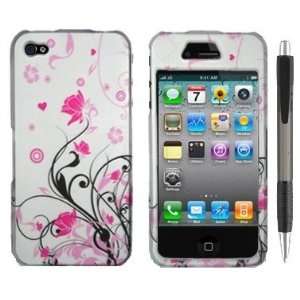 Flower On Silver Design Protector Hard Cover Case Compatible for Apple 