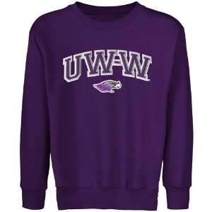   Warhawks Youth Logo Arch Applique Crew Neck Fleece Sweatshirt   Purple