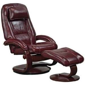 Mac Motion Engal Oxblood Leather Recliner and Ottoman