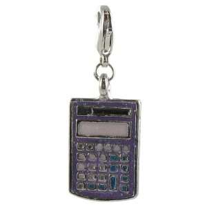   Quiges Charms Silver Plated Enamel Calculator Clip on Charm Jewelry