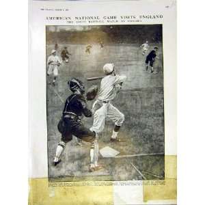  America Baseball Match England Chelsea Old Print 1914 