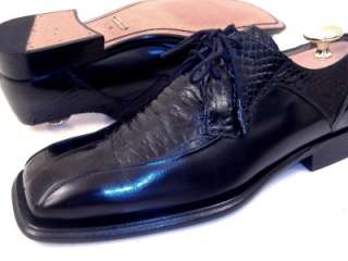 Mezlan Mens ALLIGATOR CROCODILE Black Dress Shoes Blucher Derby 