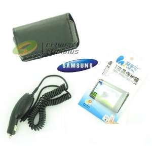 SAMSUNG EXCLAIM M550 CAR CHARGER + SCREEN PROTECTOR + LEATHER POUCH 