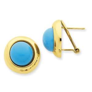  14k Omega Clip Turquoise Earrings Jewelry