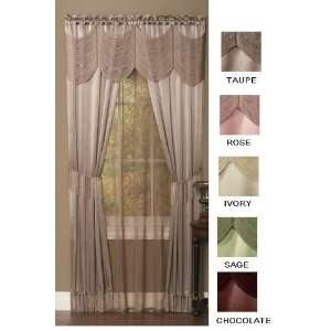  BrylaneHome Halley 6 Pc. One Rod Curtain Set (IVORY,56 W 