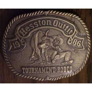  Hesston 1986 Outfit Tournament Rodeo Belt Buckle 
