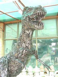 Huge Dinosaur T Rex Robot Statue 1 Ton Recycled Metal  