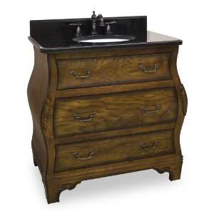  Walnut Bombe Vanity with Preassembled Top and Bowl 34 