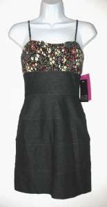 NWT Black Floral ALYN PAIGE Jrs Plus Tiered Dress 3 4  