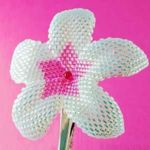   Plumeria Flower   sparkly white and pink   beaded flower clip Beauty