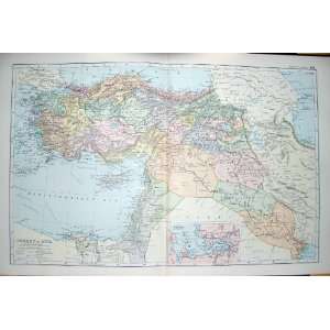  BACON MAP 1894 TURKEY SMYRNA CYPRUS RHODES BAGHDAD