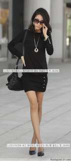 Korean Style Womens Japan Fashion Button Down Tight Tunic Mini Dress 