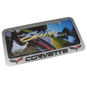  Corvette C6 Chrome Brass License Plate Frame W/ Two Logos 