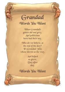 Personalised Grandad Poem On Glossy Paper unique gift  