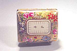 Gorgeous Sevres Hinged Jewelry Box HP Flowers Gold  