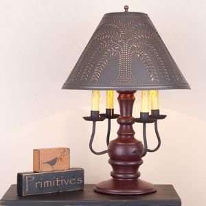 Cedar Creek Lamp in Red with Willow Shade in Kettle Black 