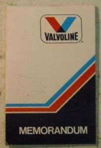 Valvoline Oil Company 1983 Memorandum Booklet  