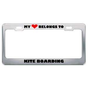My Heart Belongs To Kite Boarding Hobby Hobbies Metal License Plate 