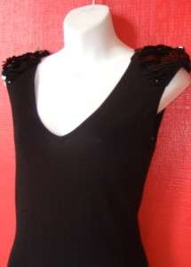 ROMEO & JULIET COUTURE black sweater PARTY dress with sequin shoulders 