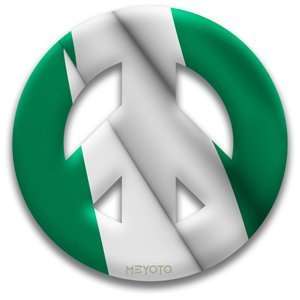 Peace Symbol Window Cling of Nigeria Flag 