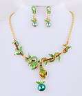 Hot sale green alloy rhinestone Necklace Earring Sets  