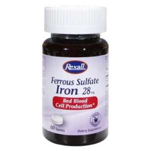  Rexall Ferrous Sulfate Iron 28 mg   Tablets, 60 ct Health 